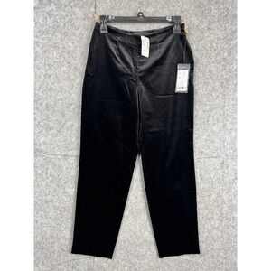 Piazza Sempione Audrey Ankle Pants Size 42 Black SideZip Cotton Blend Velour NWT